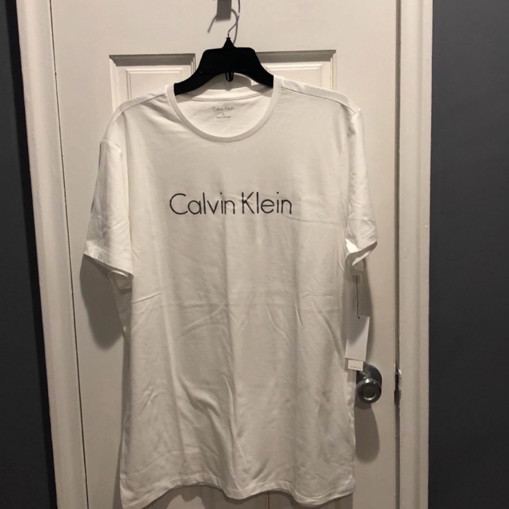 Calvin Klein White Crewneck Logo Tee